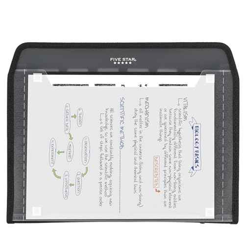 Five Star Expanding File Organizer + Study App, 7-Pocket Accordian File Organizer, Zipper Closure, Holds 8-1/2" x 11" Paper, Black (72709)