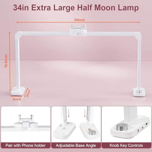 iVict Nail Desk Lamp, 34" Nails Tech Light with Phone Stand, 0-100% Adjustable Brightness, 3000K-6000K Color Temperature Led Desk lamp for Nail, Tattoos, Eyebrows, Beauty