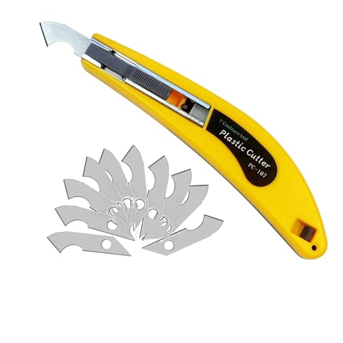Professional Acrylic Sheet Cutter Scoring Knife with 11 Blades & Curved Handle