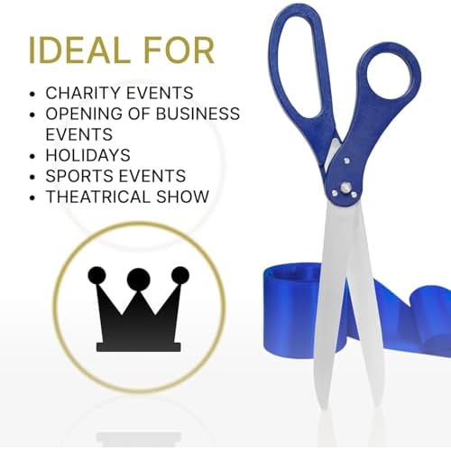 Grand Opening Ceremony Kit ? 25 Inch Giant Blue Scissors for Ribbon Cutting and Blue Satin Ribbon for Inaugurations Special Events