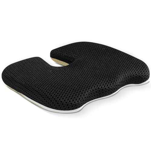 Gooo&Ma Ergonomic Seat Cushion with Air Fiber Core, Office Chair Cushion with Washable Cover & Non-Slip Base for Pressure Relief, Comfort for Long Sitting, Driving, Gaming(Black)