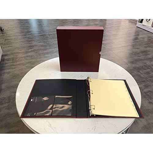 Red Estate Planning Binder with Slipcase and 11 Tabs, Holds Up to 200 Pages