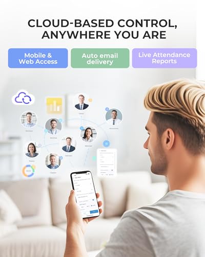 NGTeco Ivory Cloud Time Clock for Employees, Remote Fingerprint Attendance System, App & Software, 2.4G WiFi, No Monthly Fee