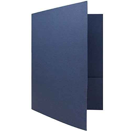 JAM PAPER Two Pocket Textured Linen Presentation Folders - Letter Size Business Folder - Navy Blue - Bulk 25/Pack