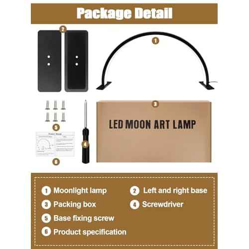 Kalolary Half-Moon Lamp for Nail Desk, 28inch Adjustable Brightness Lash Light for Lash Extensions, Facial Spa, Manicure, Tattoo(Black)