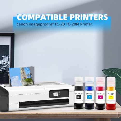 Aomya PFI-050 Ink Refill PFI050 Pigment Ink Bottle Compatible with Canon imagePROGRAF TC-20 TC-20M Printer (4 x70ml,BCMY)