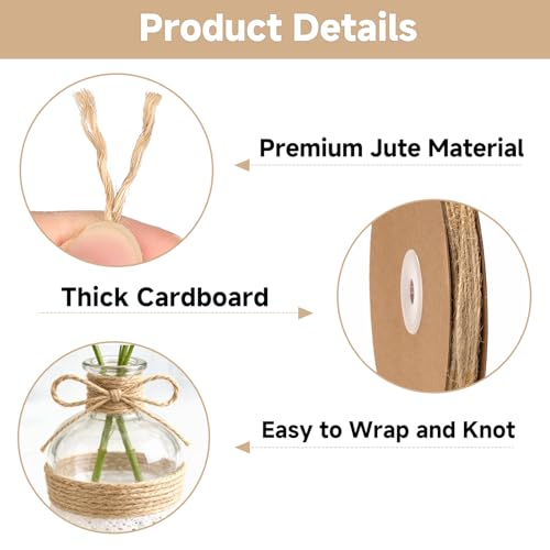 jijAcraft 1.5mm Natural Brown Jute Twine 328ft – 2-Ply Gardening & Craft String, Gift Wrapping