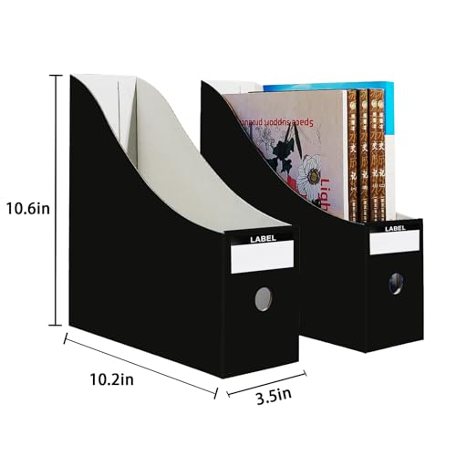 Limitliho 6-Pack Black Cardboard Magazine Holder for Desk or Shelves - 10.6"H x 10.2"L x 3.5"W