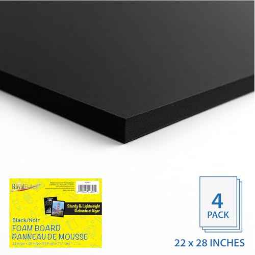 Royal Brites 22x28 Black Foam Board 4 Pack - Ideal Foam Board for Crafts - Lightweight Poster Sheets for School Projects, Presentations - Smooth Surface for Markers - Perfect for Home, Office Use