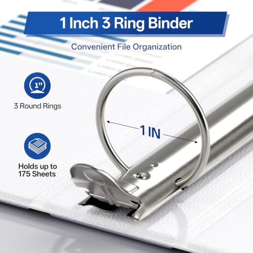 GNL White 1-Inch 3-Ring Binders Pack of 12 - PVC-Free Office & School Supplies