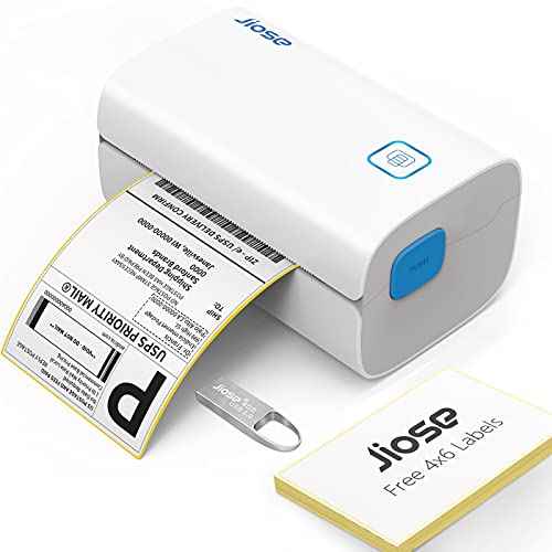 Jiose Thermal Label Printer - 4x6 Label Printer for Small Business Shipping Packages - One-Click Printing on Windows Mac Chrome Systems,Support USPS Shopify Ebay etc (White-Grey)