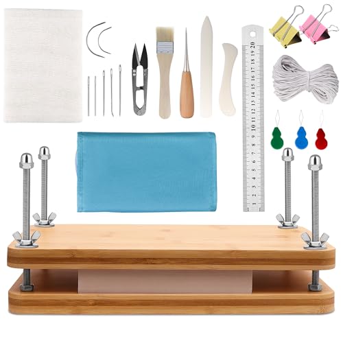 SCITROFACTORY 22PCS Book Binding Press Kits, Premium Book Binding Kit with Bone Folder, Press, and Supplies - Complete Bookbinding Set for DIY Projects and Repair