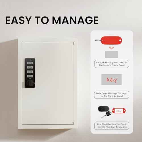 Grimtron 40 Keys Electronic Key Lock Box for Keys with Code, Private/Public/Password Hiding Mode Beige Key Cabinet Wall Mount for Garage/Property Management Key Storage