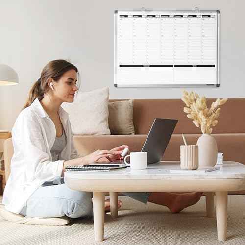 Weekly Dry Erase Board, Weekly Planner whiteboard with Hourly time Slots, Whiteboard Weekly Calendar for Schedule for Wall 24" X 18" Double-Sided for Office, Home and School