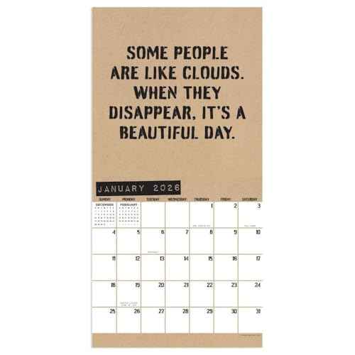 TF Publishing 2026 Anti-Affirmations & Sarcasm Mini Calendar w/Monthly Grids for Appointments/Scheduling - Vertical Small Wall Calendar 2026 w/Matte Paper for Home and Office Organization - 7x7in