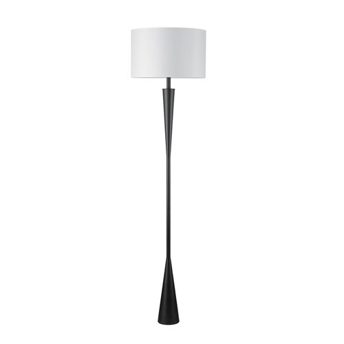Globe Electric 67224 70" Floor Lamp, Matte Black Finish, White Fabric Shade, Modern Tapered Frame, E26 Base, Contemporary Living Room and Bedroom Lighting