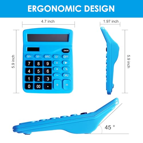 8 Pack Calculator Desktop, 12-Digit Solar Basic Calculator Dual Power Electronic Calculators with Large LCD Display Big Button for Office Home and School (Dark Blue)