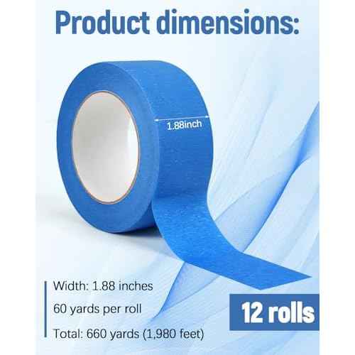 Painter's Tape 12 Rolls (Totaling 660 Yards) 1.88 inches x 55 Yards Blue Masking Tape for General Purpose Wall Painting, Home Improvement