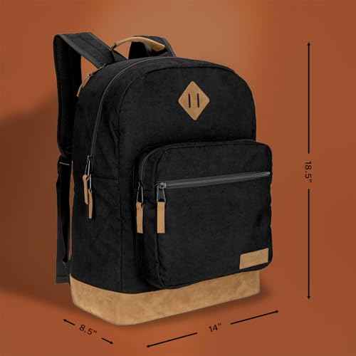 Wrangler Yellowstone Sturdy Backpack for Travel Classic Logo Water Resistant Casual Daypack for Travel with Padded Laptop Notebook Sleeve (Black Corduroy)