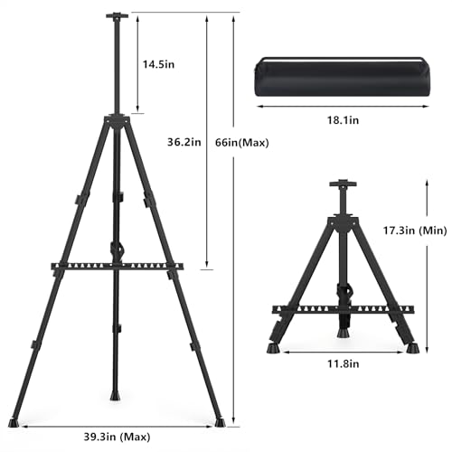 Easel Stand for Sign, Hemndic 66" Easels Stand for Painting Heavy Duty, Portable Travel Easel for Display (2 Pack)