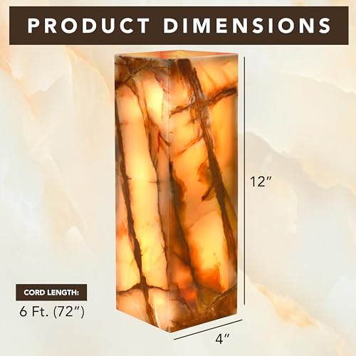 UMAID Handcrafted Onyx Marble Table Lamp, Each Lamp One-of-a-Kind with Natural Patterns, Warm Amber Glow, Dimmable Cord & Bulb, Modern Home Decor for Bedroom, Desk, Office, Living Room, or Bedside