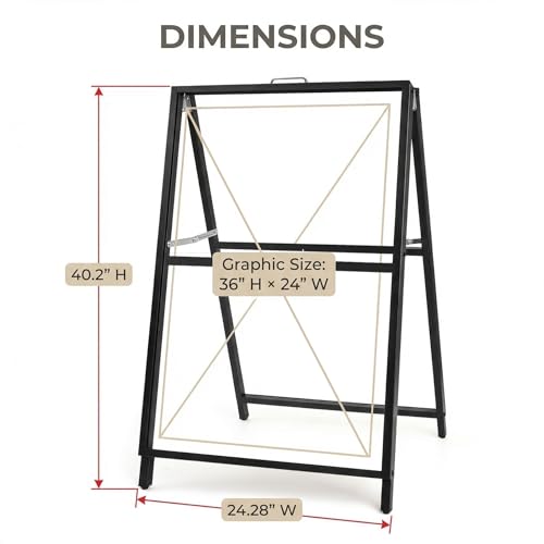 USCNC Black Double-Sided A Frame Sign 24x36 Inch Outdoor Sandwich Board