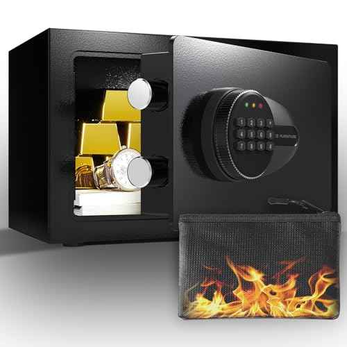 BONANO Small Safe, 0.5 Cubic Safe Box with Electronic Keypad and Fireproof Waterproof Bag, Small Safety Box for Money Cash Valuables, Dual Alarm System, Safes for Home Hotel Office