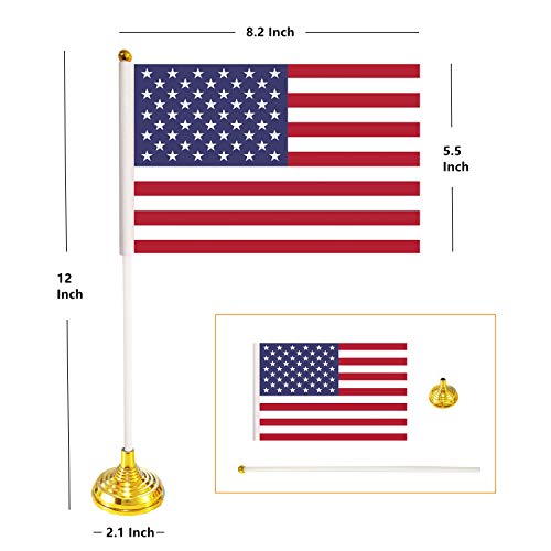 USA Mini Desk Flags Set of 24 with Stand Base - Small American Table Flags