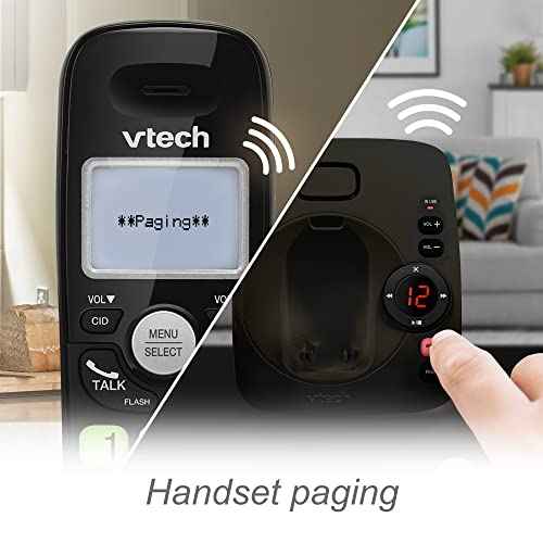 [New] VTech VG134-11 DECT 6.0 Cordless Home Phone with Bluetooth Connection, Digital Answering Machine, Backlit Display,Full Duplex Speakerphone, Caller ID/Call Waiting,1000 ft Range (Black)