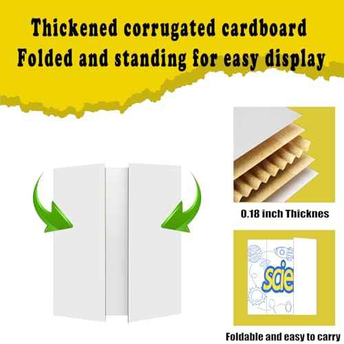4 Pcs Medium Trifold Poster Board, 26.2" x 17.2" Presentation Board, with Double Sided Tapes and Cardboard, White Corrugated Project Boards/Science Fair/Trifold Display Board for School Project