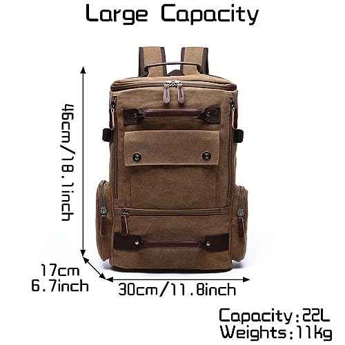 Vintage Canvas Backpack Casual Travel Rucksack 15.6inch Laptop Daypacks Hiking Camping Backpack