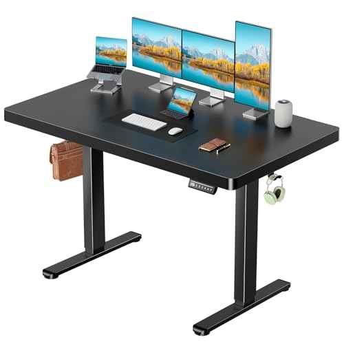 Marsail 55 x 30 Electric Standing Desk with One-Piece Desktop, Sit Stand Desk with Thickened Tabletop, Height Adjustable Stand Up Desk with Cable Management for Home Office(Frame+Desktop, 2 Packages)