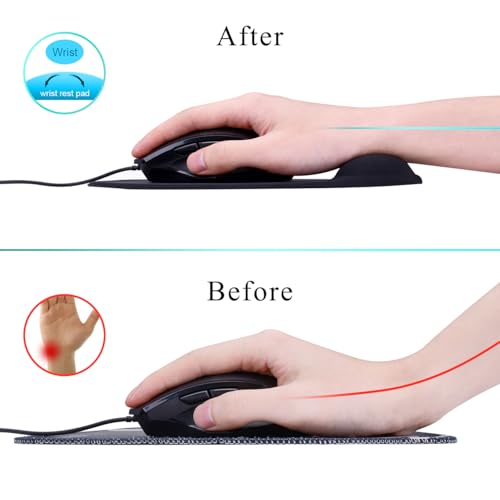 JIKIOU Ergonomic Mouse Pad with Gel Wrist Rest 2 Pack, Small Black - Variation 01Black