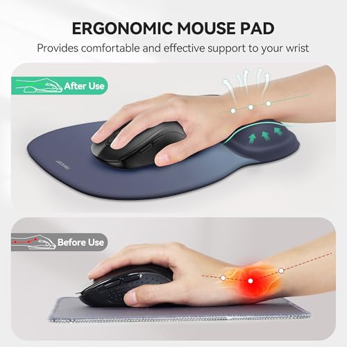 TECKNET Gel Ergonomic Mouse Pad with Wrist Rest, Gradient Color, 10x8 Inches