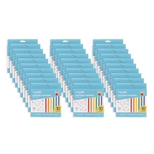 Blue Summit Supplies 300 Pack Kids Washable Markers Bulk, Non Toxic Bulk Washable Markers Classroom Set, Assorted Colors, 10 per Pack, Broad Tip