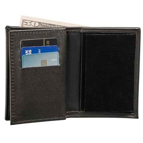 Perfect Fit CBP Bifold Wallet for US Customs Border Patrol Badge and I.D. Case Hidden Badge Wallet (Cutout PF-587) Black Leather