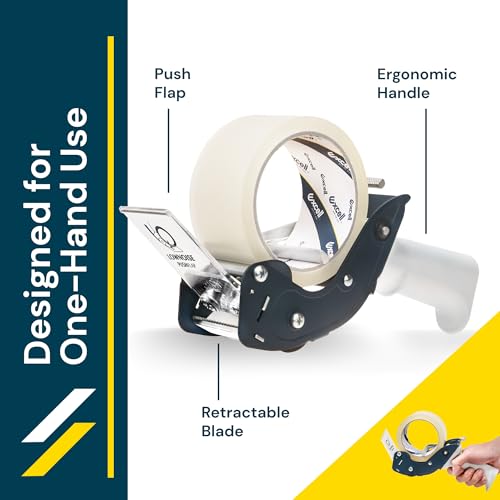 Excell RTS-82891 Low Noise Packing Tape Dispenser, Tape Gun Fit 2 Inch Wide Tape 3 Inch Core for Carton, Packaging and Box Sealing - 2Pack