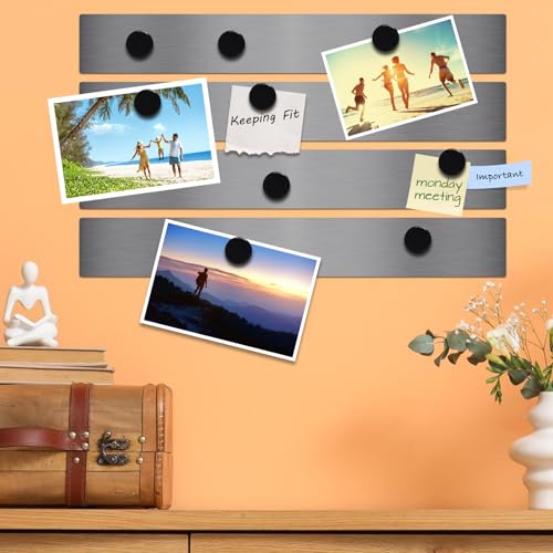 Lockways Silver Magnetic Whiteboard Strip Set - 4 Pieces, 15" x 12" Bulletin Board