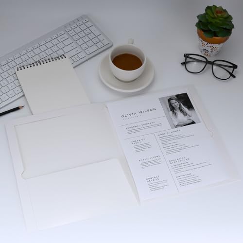 Two-Pocket Folders White Glossy Laminated Paper Folder, Letter Size Folders with Pockets, Holds 100 Sheets, for School, Office, Home,Box of 100