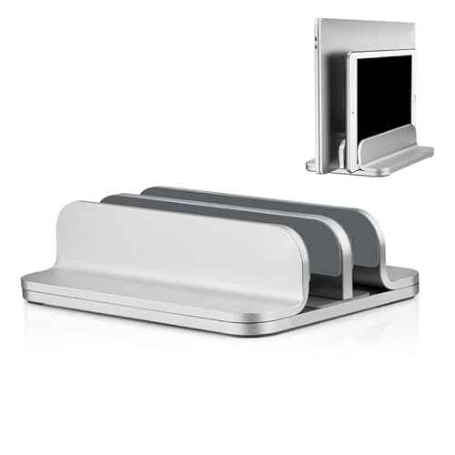 Aluminum Alloy Double Slot Storage Port Vertical Laptop Stand£¬laptop stand for desk£¬adjustable laptop stand£¬Applicable to all MacBook models