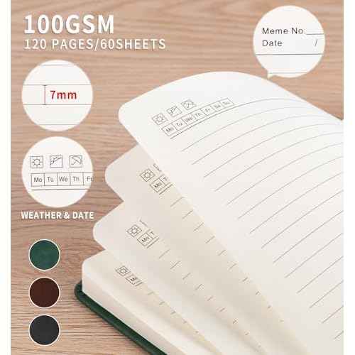 3 Pack Pocket Journaling Notebooks, A6 Small Notebook Total 360 Pages Journaling Notebooks For Note Taking Journals For Writing Mini Note Pads With Pen Holder 100 GSM Thick Paper(Black,Green,Brown)