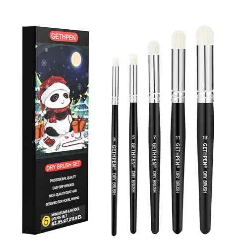 Dry Brush Miniature Painting Drybrush Set - 5 Sizes Hobby Detail Paint Brush Set for Acrylic/Oil/Watercolor Brushes for Beginners & Pros