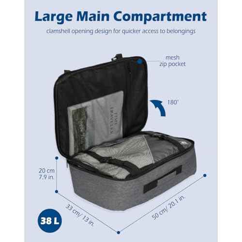 Hynes Eagle Carry on Backpack 38L Large Travel Backpack for Women Flight Approved Weekender Bag Laptop Backpack Men 15 inches Black Grey 2023