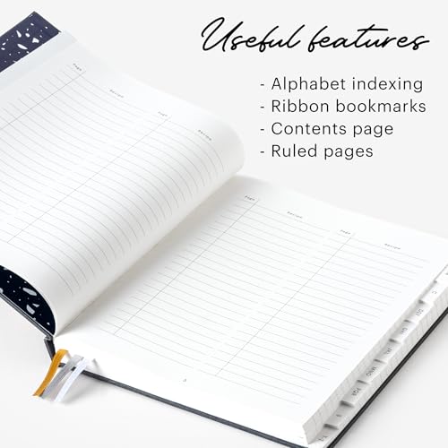 Stone Recipe Journal ? 25 x 19 cm Waterproof Paper, 192 Lined Pages with A?Z Index, Conversions & Seasonal Produce, Durable Cotton Cloth Hardcover, Eco-Friendly Kitchen Notebook