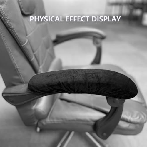 BAIDATONG Office Chair Arm Covers – Velvet Stretchable 2pc Armrest Protectors, Black