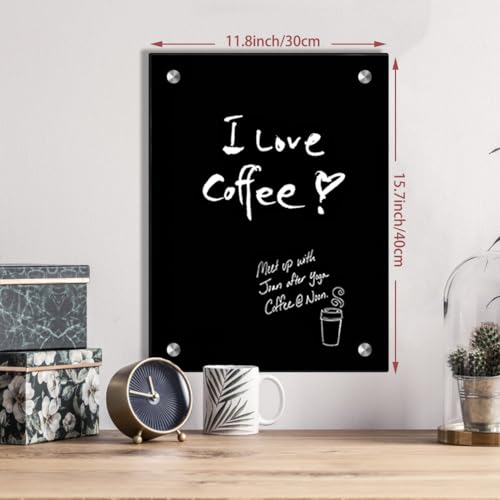Okydoky 12 x 16 Black Glass Dry Erase Whiteboard Frameless for Home & Office
