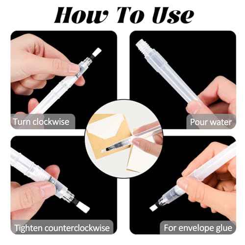 6 Pcs Pencil Style Envelope Moistener Stamp Moistener with Nylon Brush Head Mailing Moistener Wetter Roller Envelopes Sealer Moistener with Brush Head for Office Classroom(Clear)