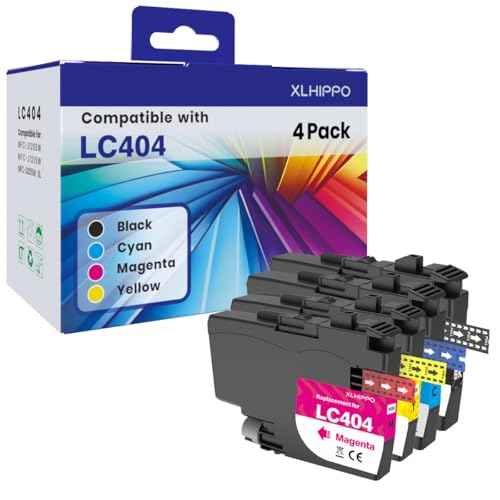 LC404 Ink Cartridges Replacement for Brother LC404 LC4043PKS LC404BK High Yield Ink Cartridges Compatible for Brother MFC-J1205W MFC-J1215W Printer(1 Black 1 Cyan 1 Magenta 1 Yellow, 4 Pack)