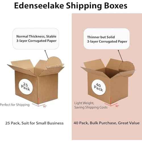 EdenseeLake 40 Pack 5x5x5 inches Shipping Boxes Small Cardboard Boxes for Packing, Moving, Mailing, Brown