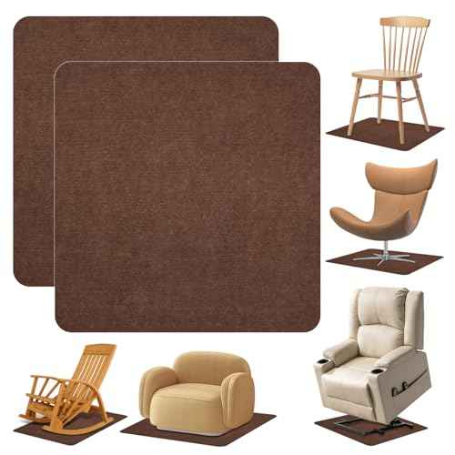 Recliner Pads for Hardwood Floors Non Skid, 35"x35" Furniture Pads Floor Mats for Carpet, Anti Slide Office Chair Mat for Floor Protector, Chairs Recliner Rug Non Slip Recliner Grippers (2 Pack